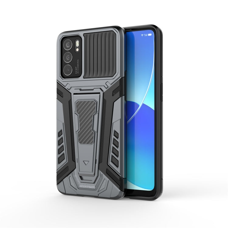 Shockproof rugged phone case with invisible holder, dark gray armor design