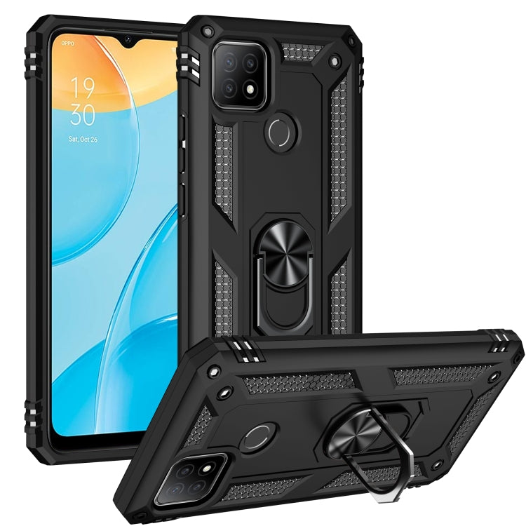 Shockproof phone case with 360° rotating stand, black rugged TPU/PC armor
