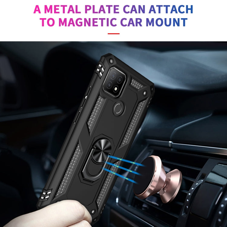 Black rugged phone case with metal ring mount attachment for magnetic car mount