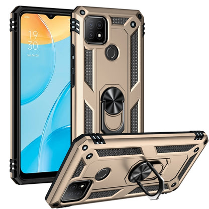 Rugged gold-tone protective phone case with 360° rotating stand and camera cutouts