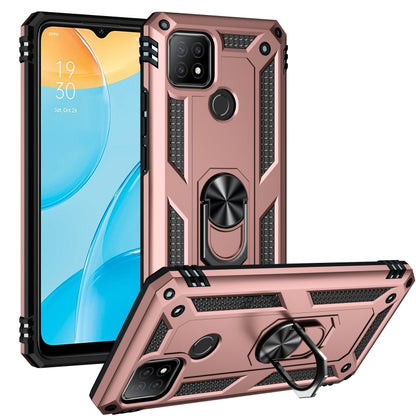 Shockproof phone case with rotating 360 holder, rose-gold TPU and PC armor shell