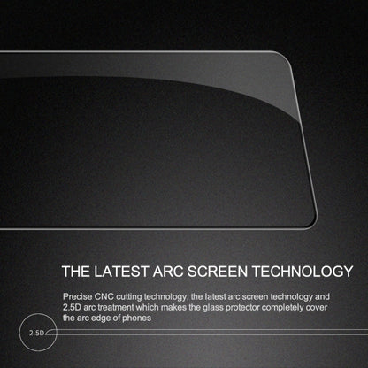 Tempered glass screen protector close-up showing 2.5D rounded edge for phone screen