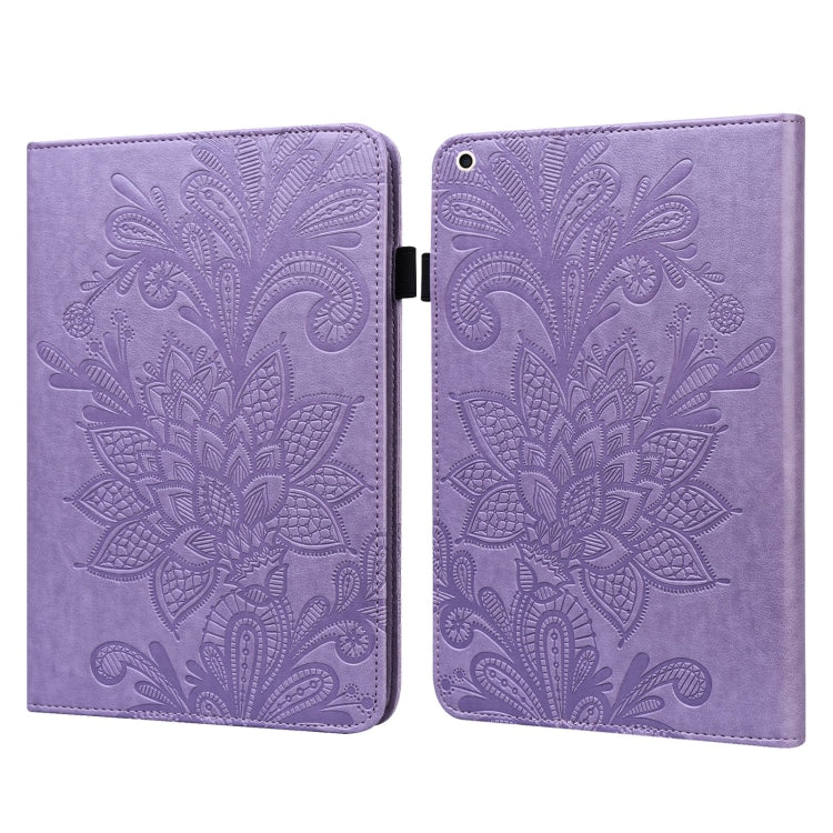 Purple folio leather case with embossed lace floral pattern and flip cover