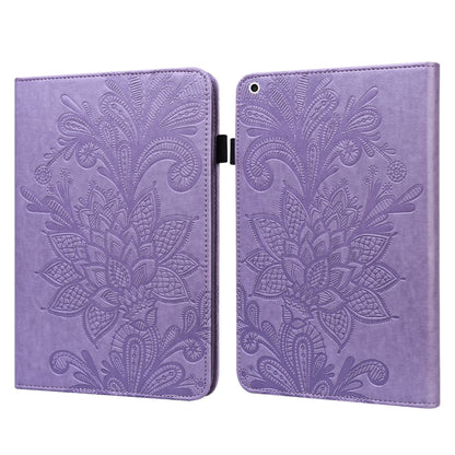 Purple folio leather case with embossed lace floral pattern and flip cover