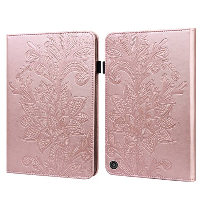 Rose pink embossed lace floral folio case with dual covers and camera cutout on back