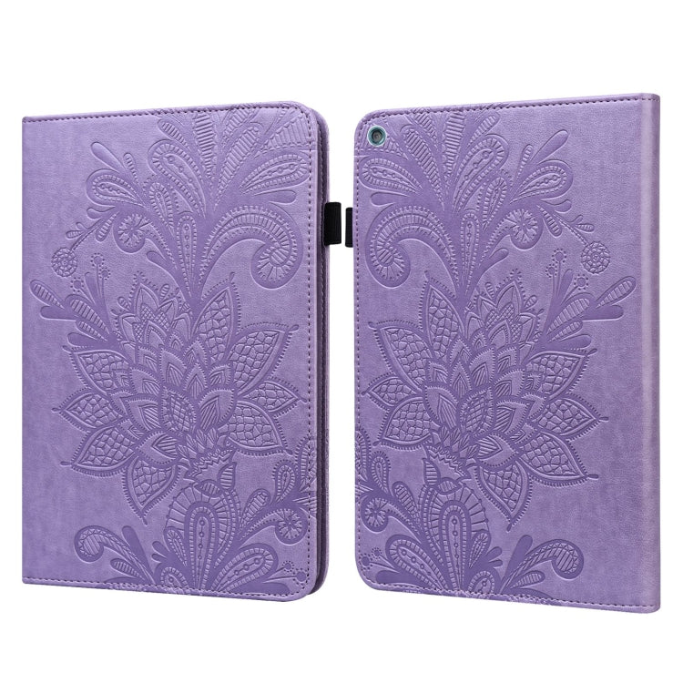 Purple folio leather case with embossed lace floral pattern and flip cover
