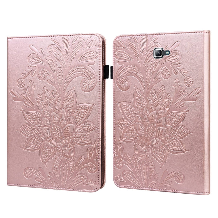 Rose gold folio leather case with embossed floral pattern, fold cover, camera cutout