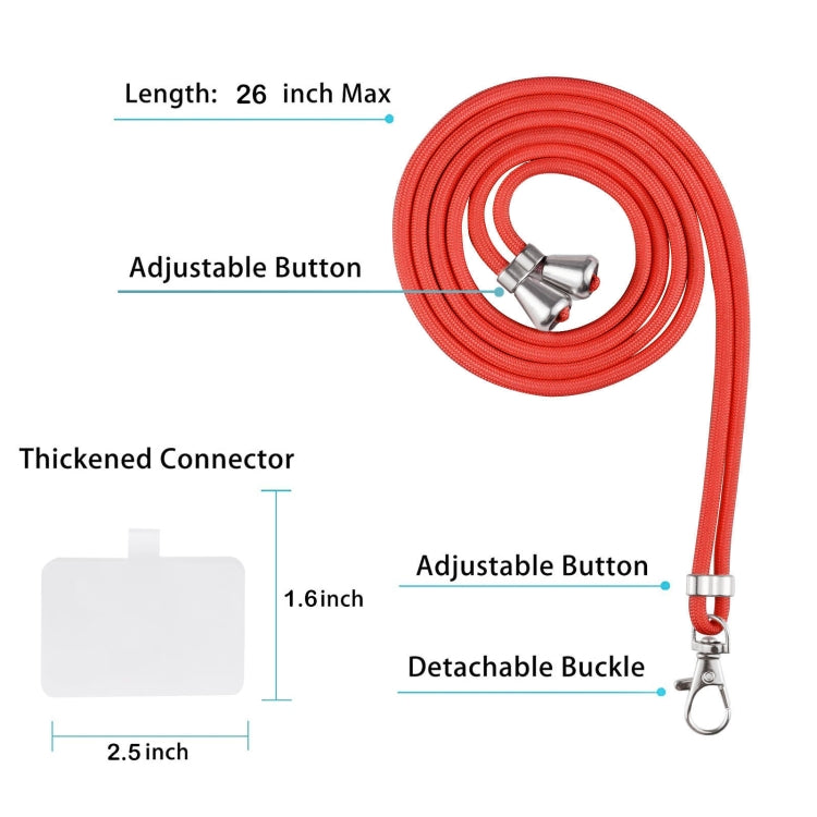 Red adjustable neck strap with detachable buckle and metal swivel clips