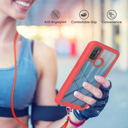 Red shockproof phone case with neck strap for secure grip