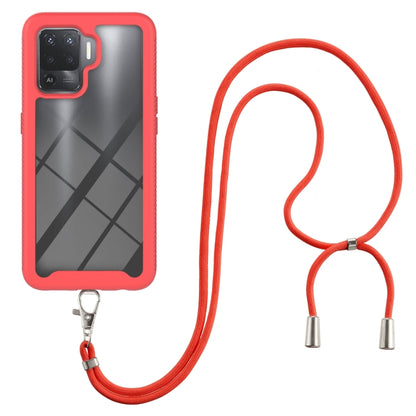 Red shockproof phone case with neck strap and camera cutouts