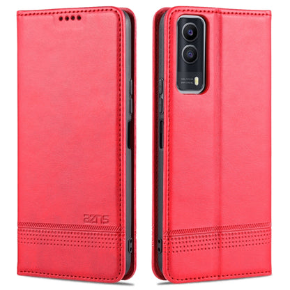 Red magnetic flip leather wallet case for vivo Y53s with card slots and holder