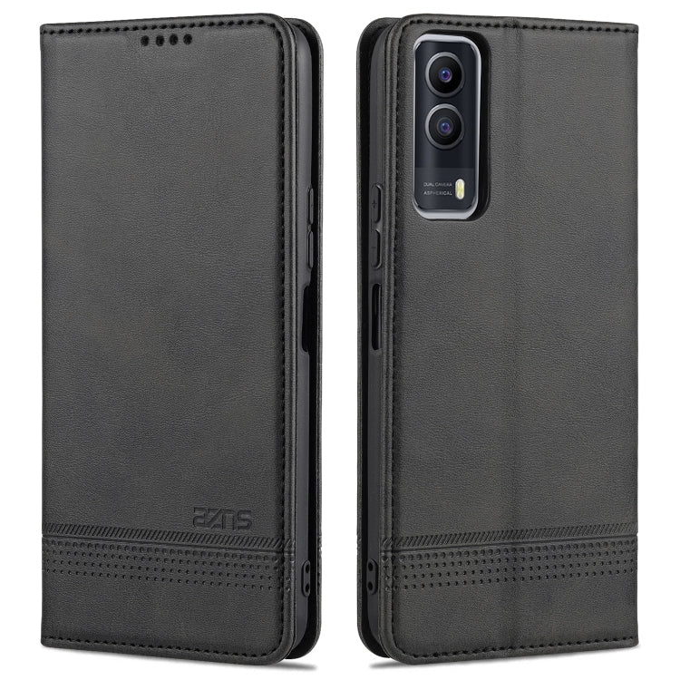 Black magnetic flip leather wallet case for vivo Y53s with card slots and holder