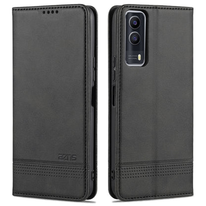 Black magnetic flip leather wallet case for vivo Y53s with card slots and holder