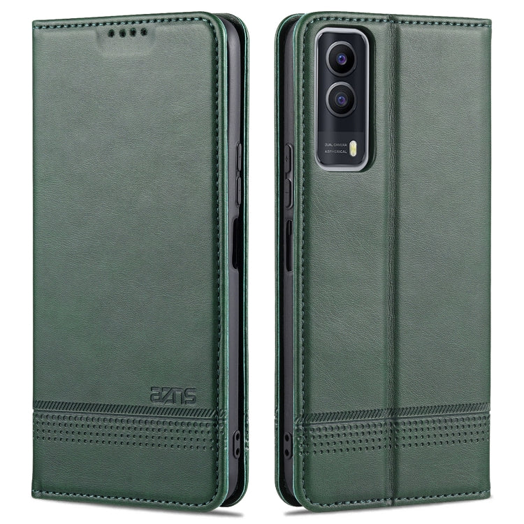 Dark green magnetic flip leather wallet case for vivo Y53s with camera cutout