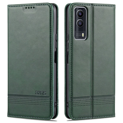 Dark green magnetic flip leather wallet case for vivo Y53s with camera cutout