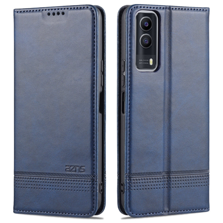Dark blue magnetic flip leather wallet case for vivo Y53s with card slots and holder