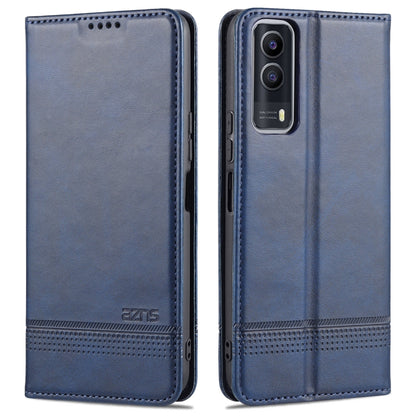Dark blue magnetic flip leather wallet case for vivo Y53s with card slots and holder