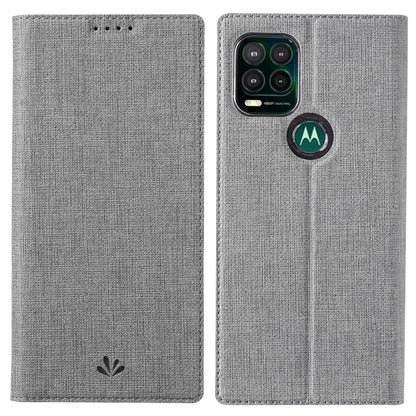 Grey magnetic flip phone case with textured PU cover and camera cutout