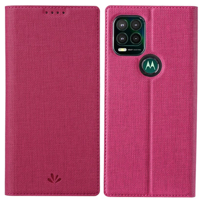 Rose red magnetic flip phone case with textured PU cover and camera cutout