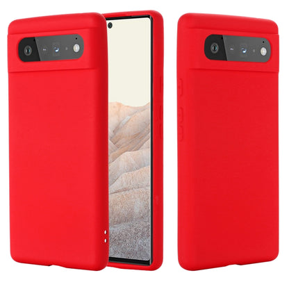 Red silicone shockproof phone case with full coverage for Google Pixel 6
