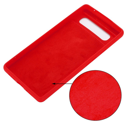 Red silicone case for Google Pixel 6 with camera cutout and grippy texture