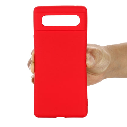 Red silicone full-coverage shockproof case for Google Pixel 6 with side buttons