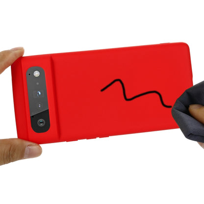 Red silicone shockproof case for Google Pixel 6 with raised camera bezel