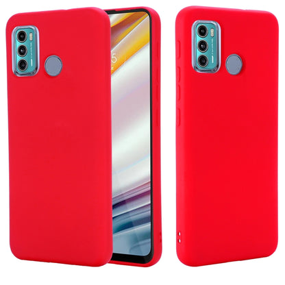 Red liquid silicone protective phone case for Motorola Moto G60, full coverage