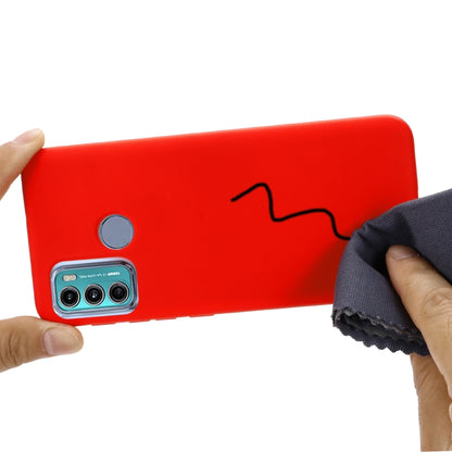 Red liquid silicone phone case back with camera guard for Motorola Moto G60