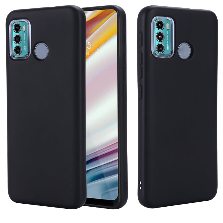 Black liquid silicone protective phone case for Motorola Moto G60, full coverage