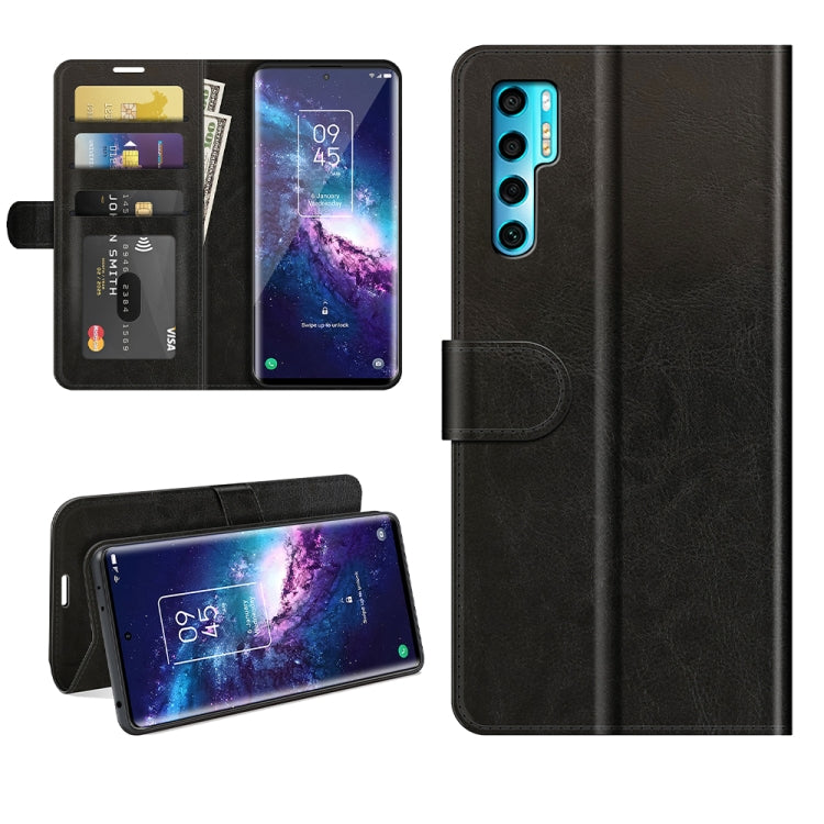 Black wallet flip phone case with card pockets and stand position