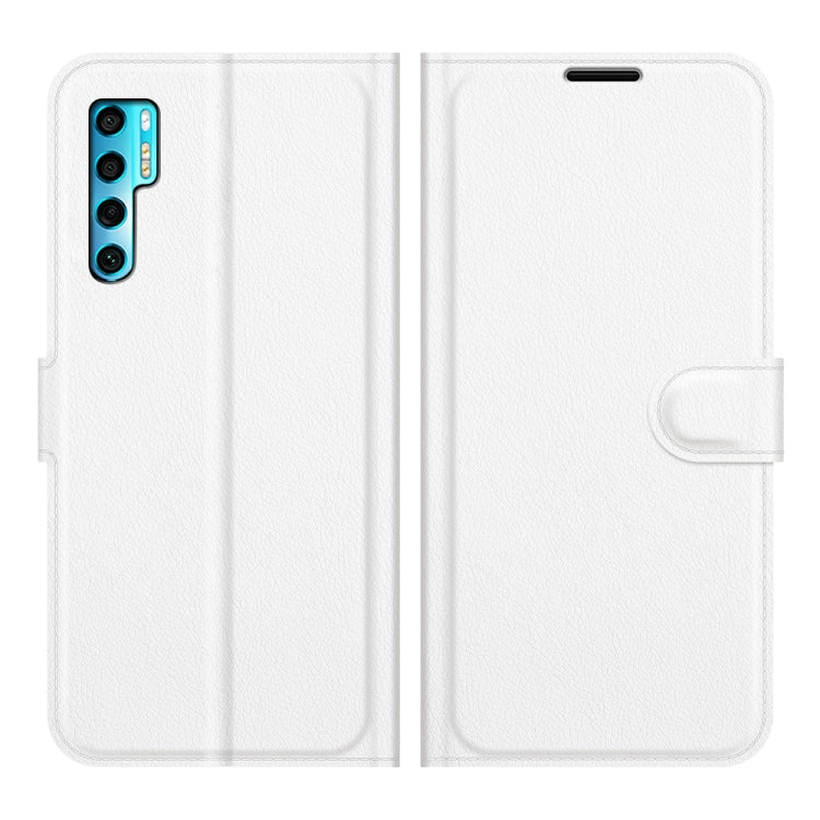 White litchi-texture flip wallet phone case with card slots and holder