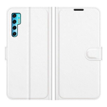 White litchi-texture flip wallet phone case with card slots and holder