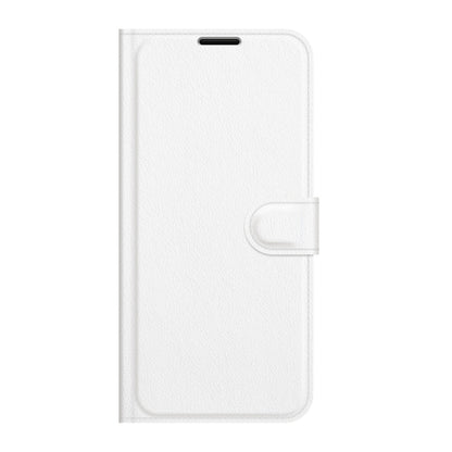 White flip wallet phone case with card holder flap and secure magnetic closure