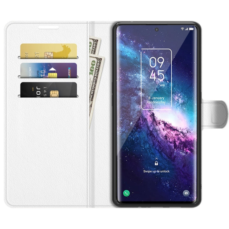 White flip wallet phone case with card slots, lanyard holder, and protective cover