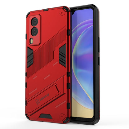 Red rugged phone case with shockproof design, raised camera and screen protection