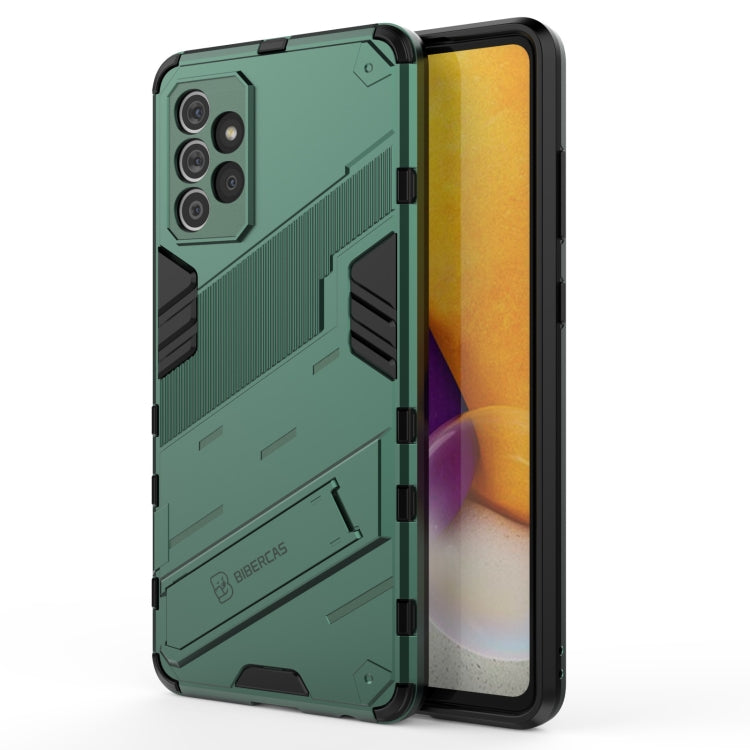 Teal rugged phone case with armor-style design, side grip bars, and camera cutouts
