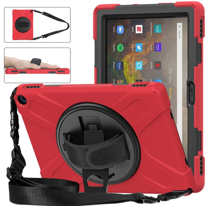 Red protective tablet case with built-in stand and shoulder strap for Fire HD 10
