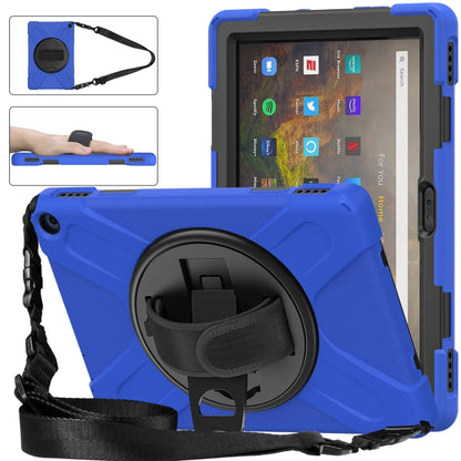Blue protective tablet case with built-in stand and shoulder strap for Fire HD 10
