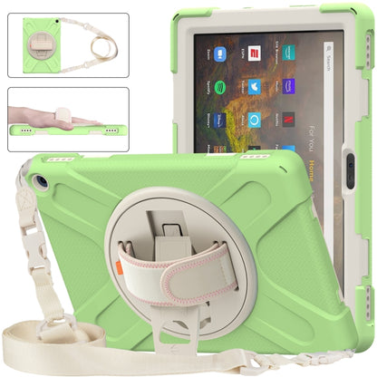 Green protective tablet case with built-in stand and shoulder strap for Fire HD 10