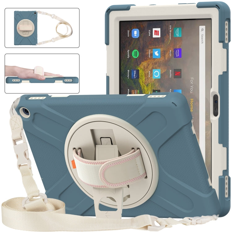 Dark blue protective tablet case with built-in stand and shoulder strap for Fire HD 10