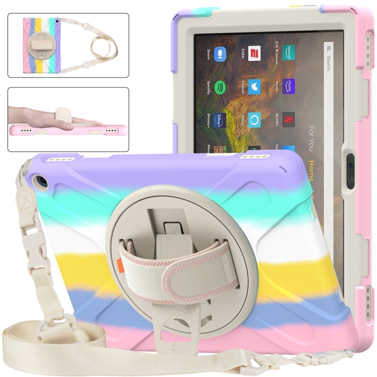 Multicolor protective tablet case with built-in stand and shoulder strap for Fire HD 10