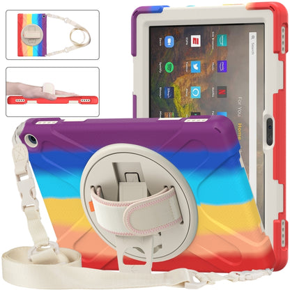 Rainbow protective tablet case with built-in stand and shoulder strap for Fire HD 10