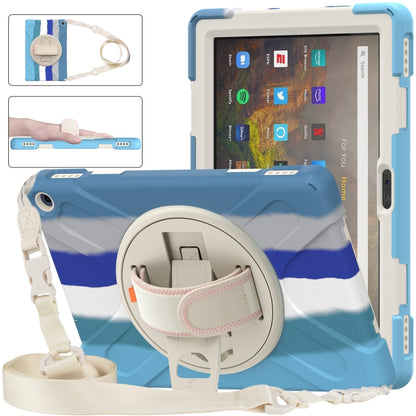 Light blue protective tablet case with built-in stand and shoulder strap for Fire HD 10