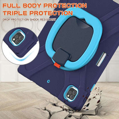 Navy protective tablet case with rotatable handle and shock-resistant full-body coverage