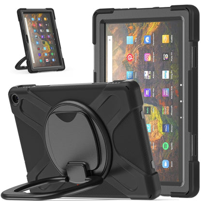 Silicone protective tablet case with kickstand holder and shoulder strap, black