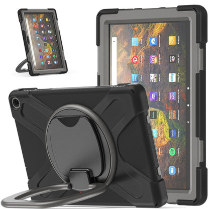 Silicone protective tablet case with kickstand holder and shoulder strap, black