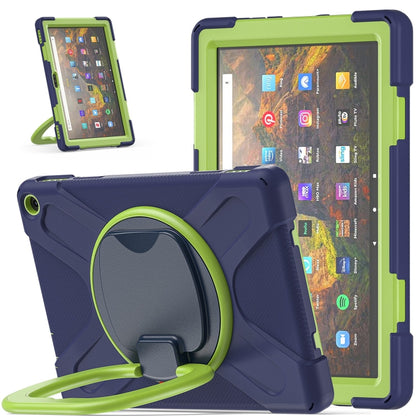Navy blue protective tablet case with built-in stand ring for hands-free viewing