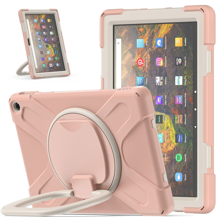 Rose pink protective tablet case with built-in stand ring for hands-free viewing