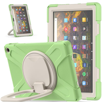 Light green protective tablet case with built-in stand ring for hands-free viewing